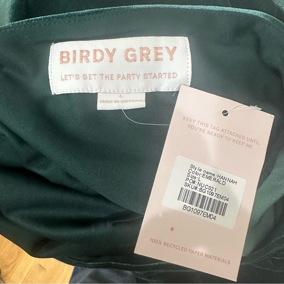 Birdy Grey Hannah Velvet Gown Dress Emerald Green Double V neck Flutter Sleeve - Picture 9 of 13